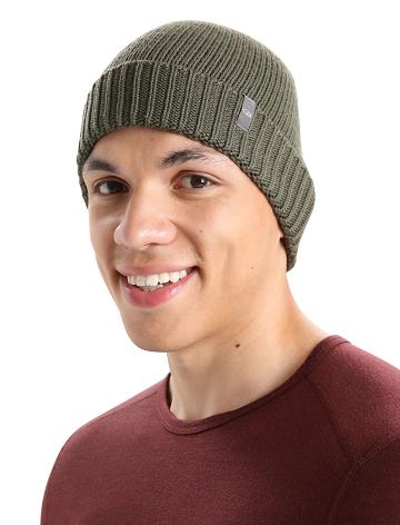 Icebreaker Unisex Merino Vela Cuff Beanie Férfi Kalap Olivazöld | HU 1089LISH